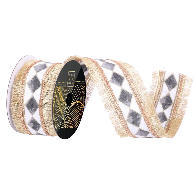 2.5"x10yd Gold Fringe Ribbon