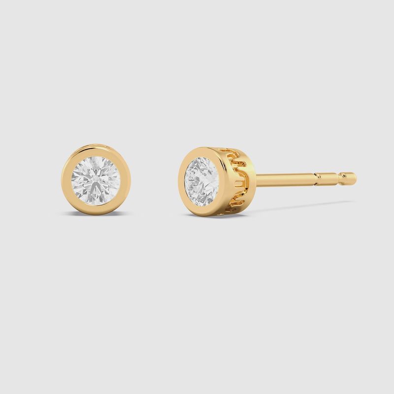 Lab-Grown .21CT Signature Bezel Stud Earrings