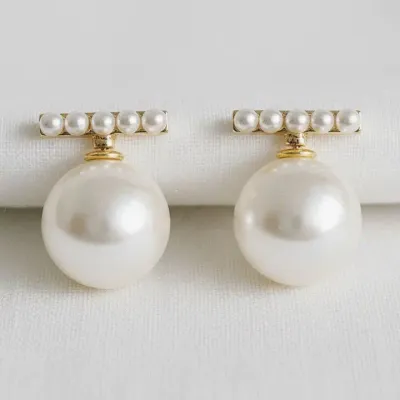Geometric Pearl-Inspired Drop Earrings