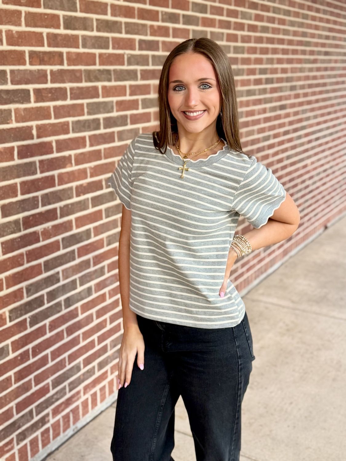 Patty Top, Color: Grey/Ivory, Size: Small