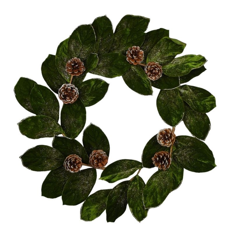 26" Velvet Magnolia Cone Wreath