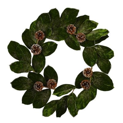 26" Velvet Magnolia Cone Wreath