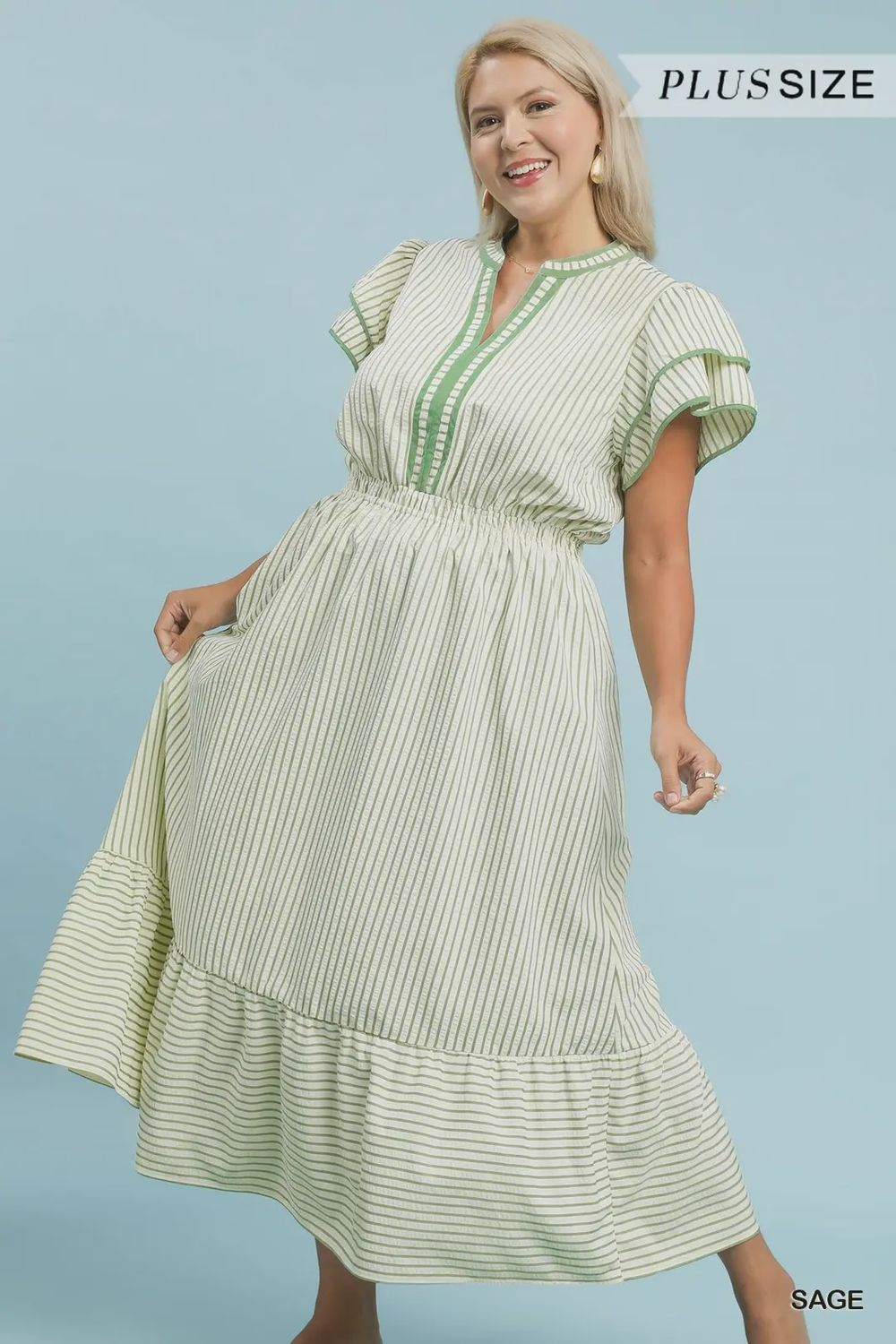 Donella Dress Plus, Color: Sage, Size: XL