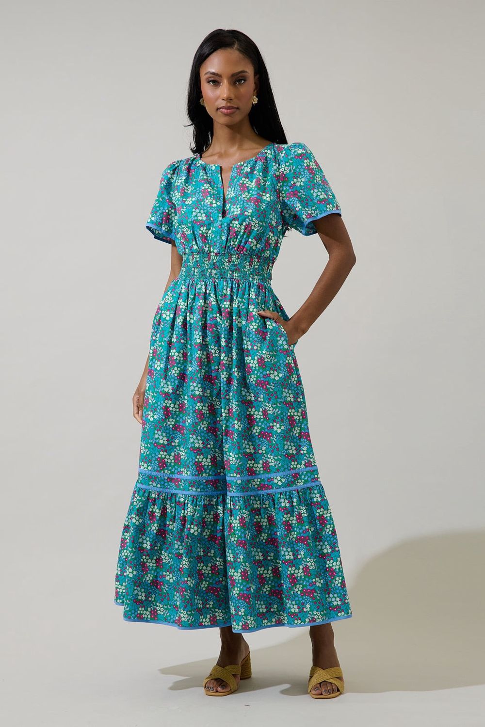 Karela Dress, Color: Green/Blues, Size: XS
