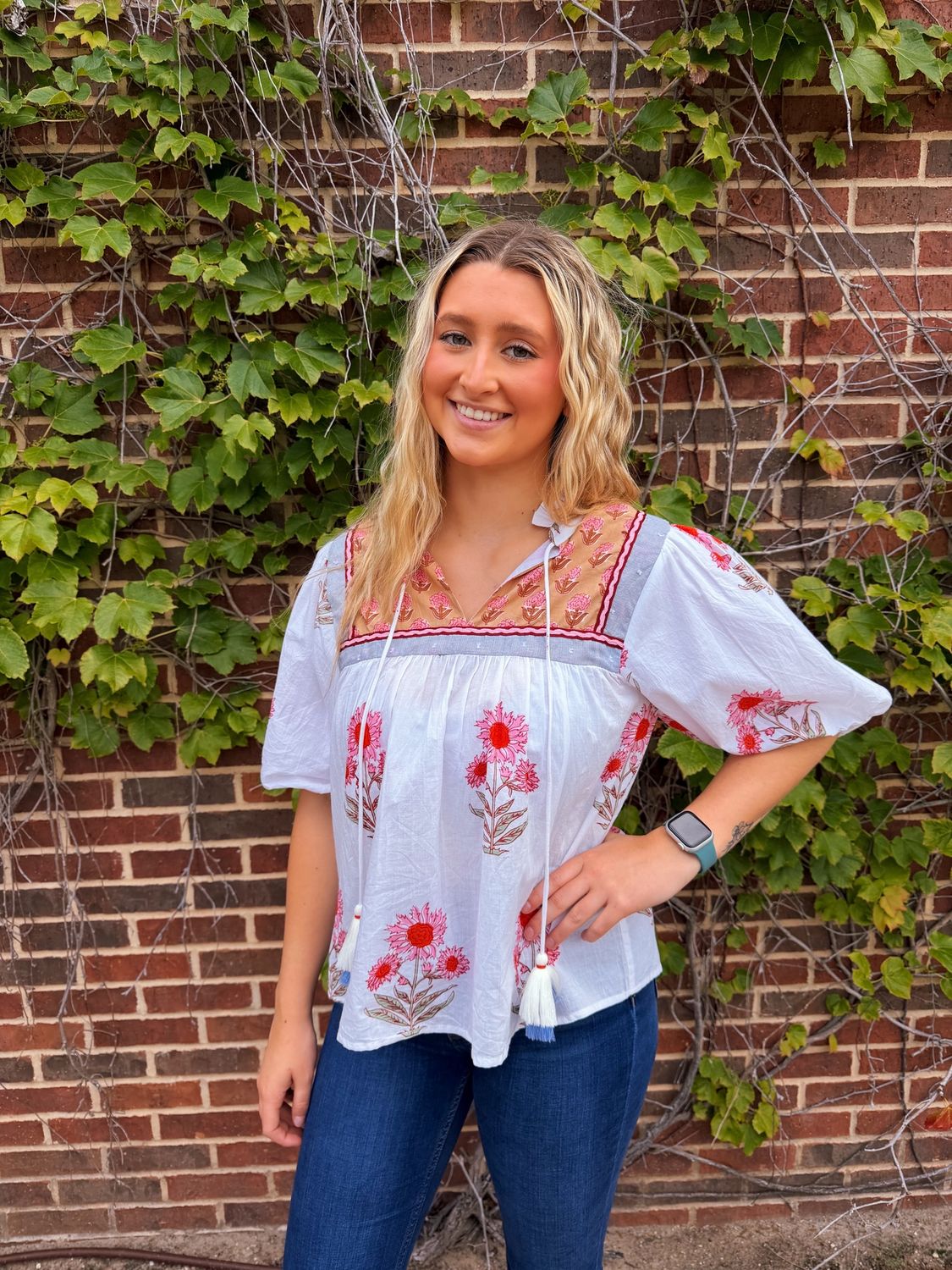 Leesa Floral Top, Color: Cream, Size: XS