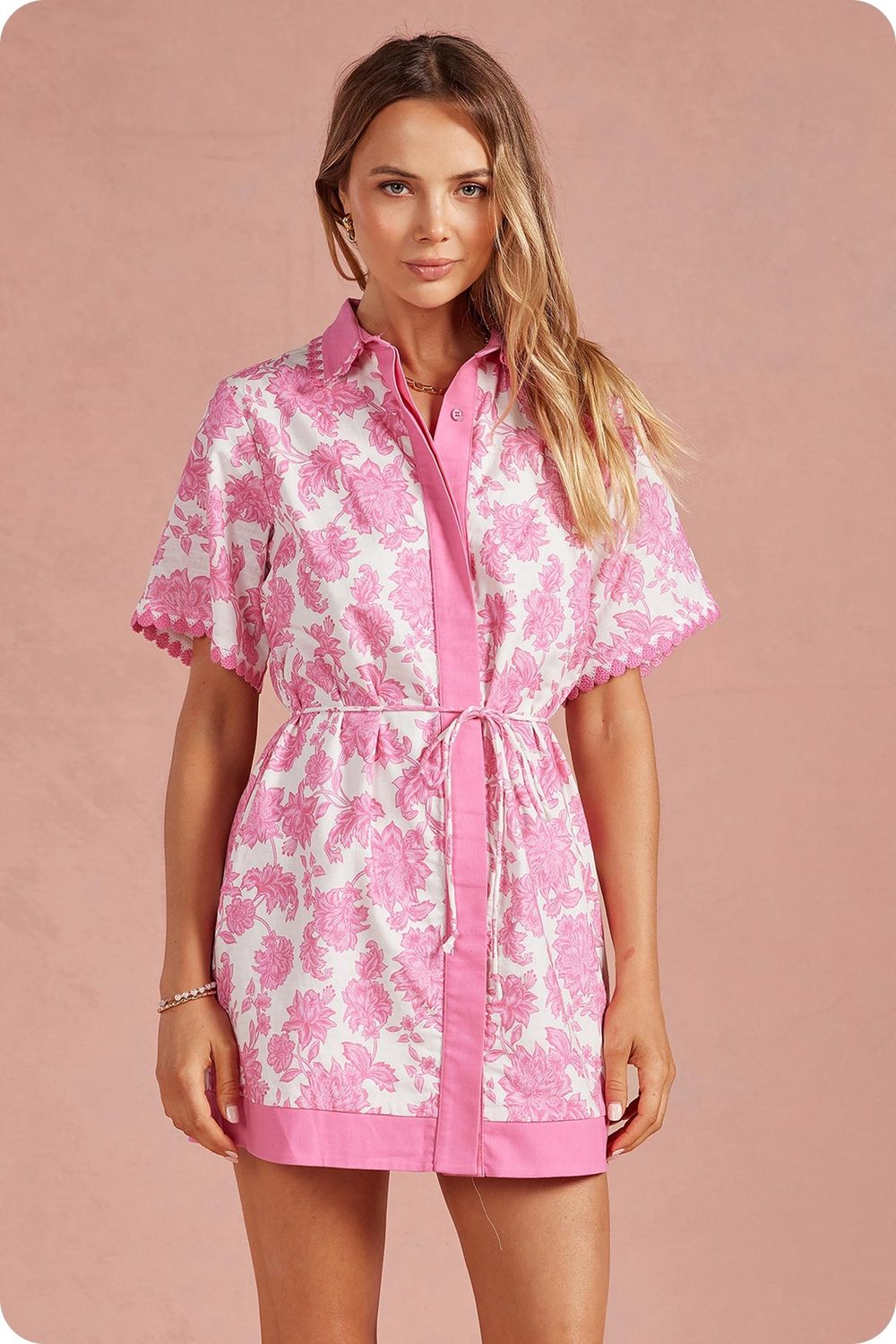 Oaklee Dress, Color: Pink/White, Size: Small