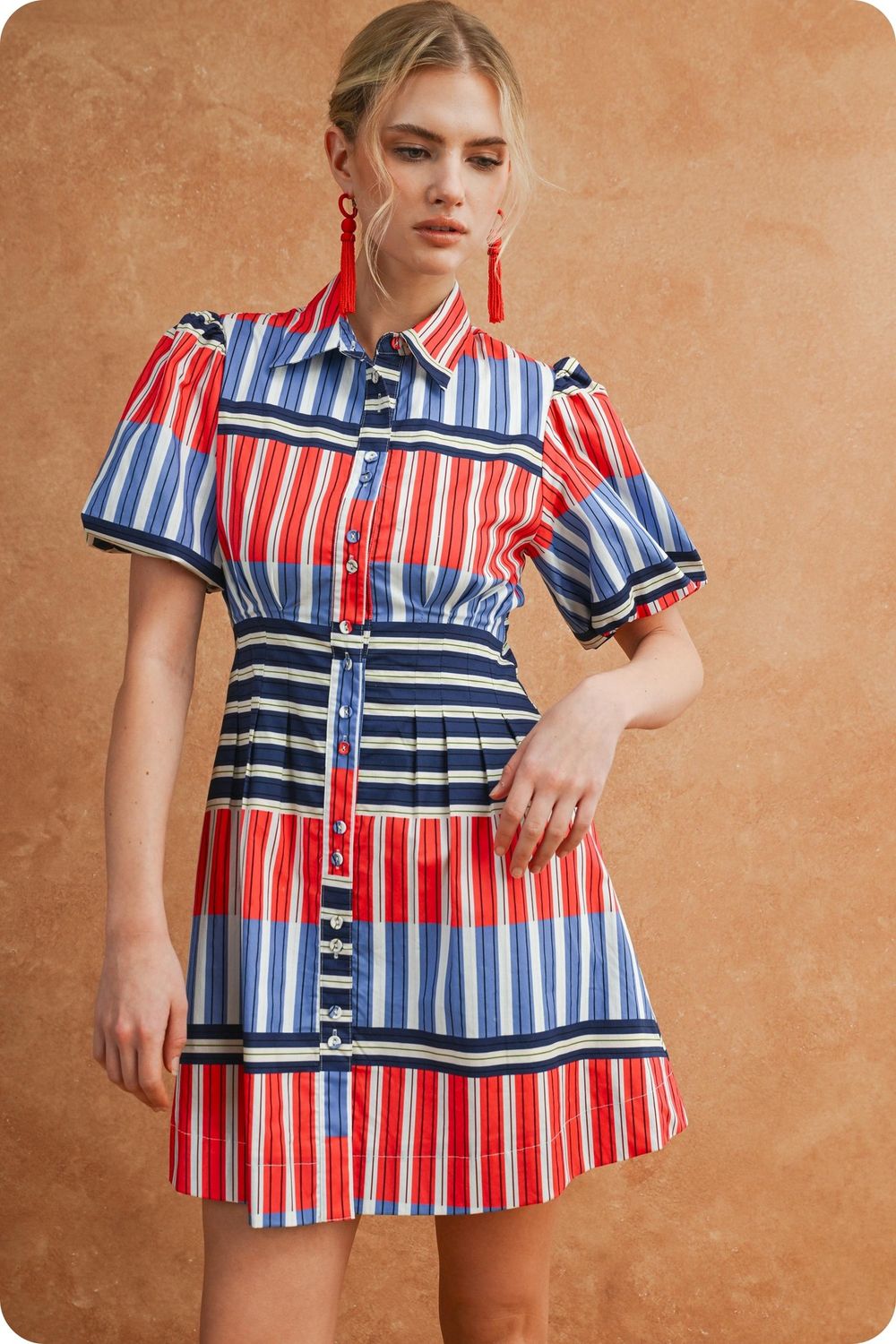 Georgia Dress, Color: Navy/Red, Size: XS