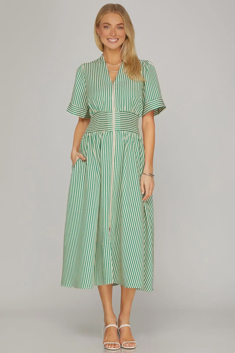 Leah Midi Dress, Color: Green, Size: Small
