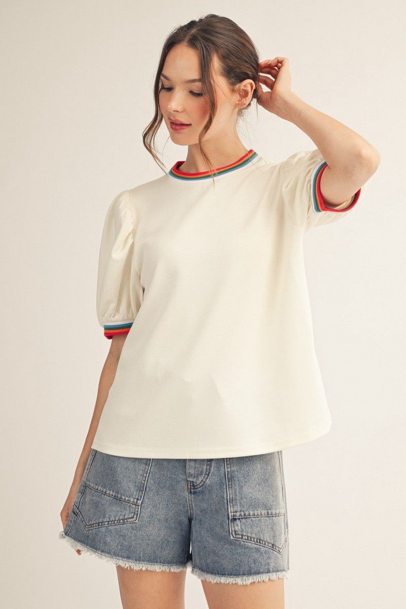 Donna Top, Color: Cream, Size: Small