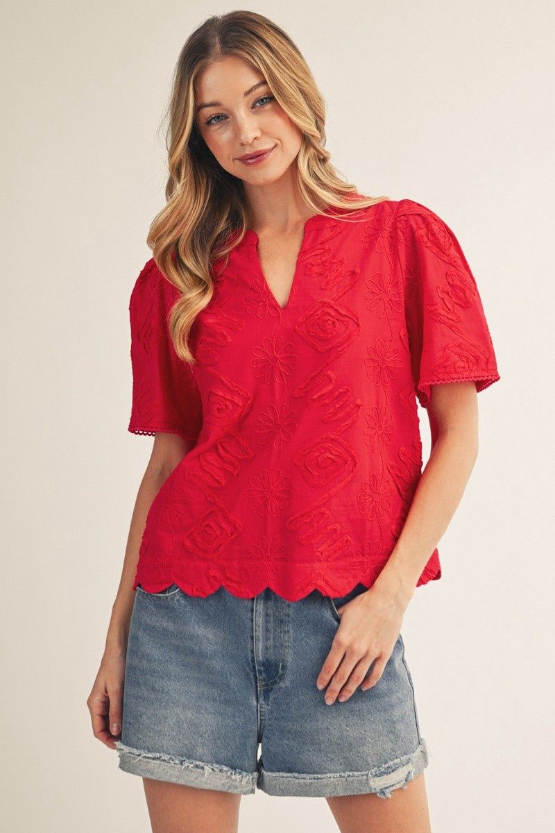 Penny Floral Top, Color: Red, Size: Small
