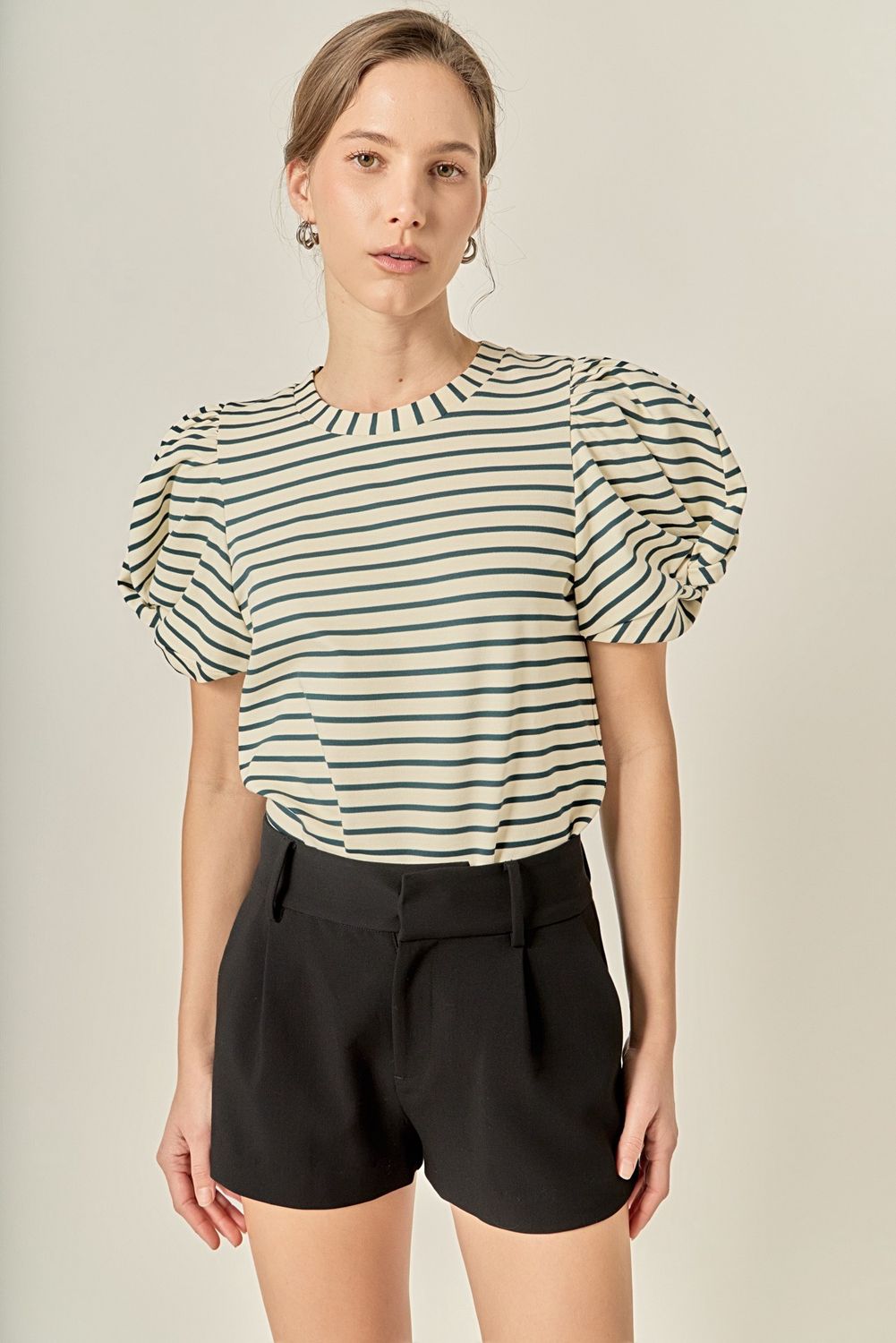 Ashley Cotton Top, Color: Ivory/Green, Size: XS