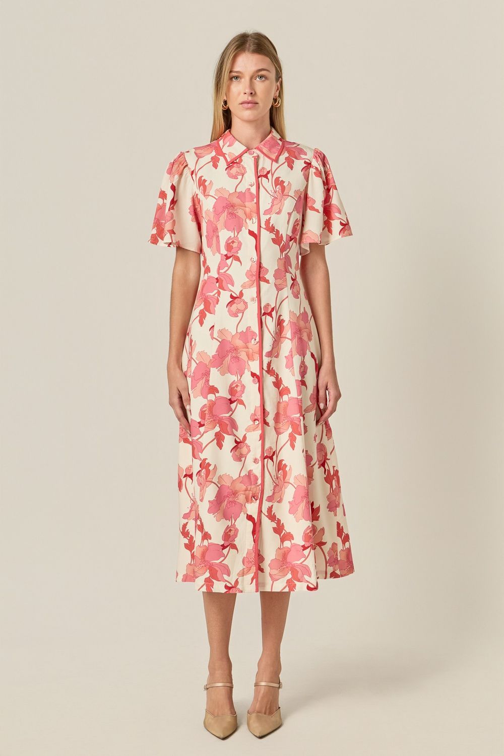 Lucy Shirt Dress, Color: Pink/Cream, Size: XS