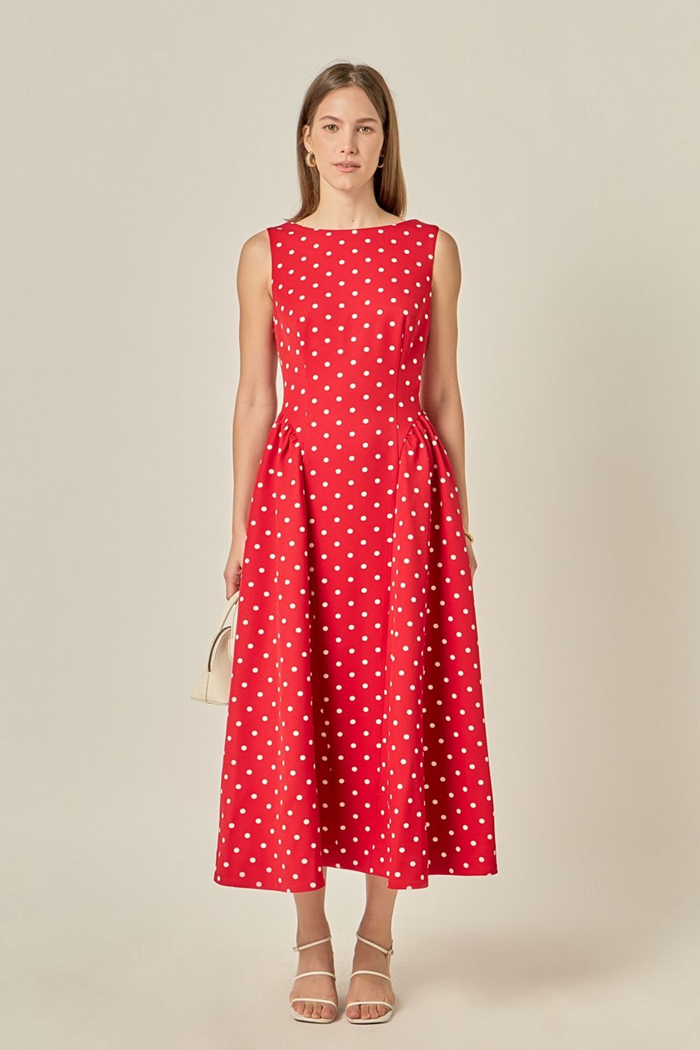 Ashley Midi Dress, Color: Red, Size: XS