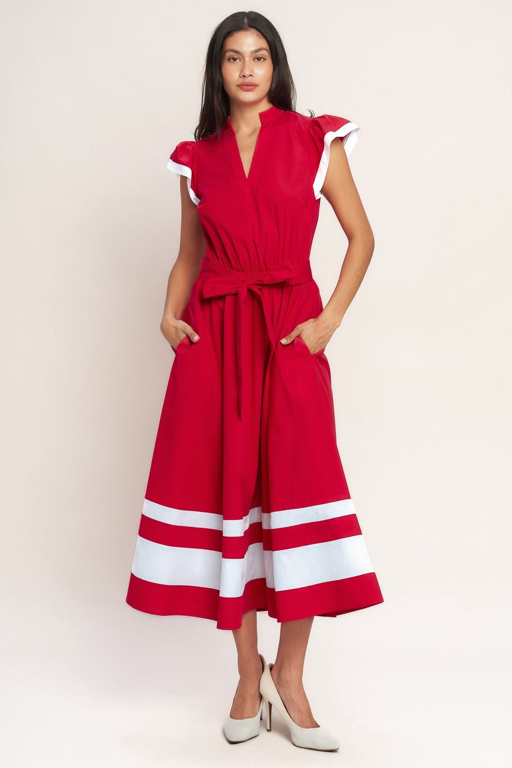 Spencer Midi Dress, Color: Red, Size: Small