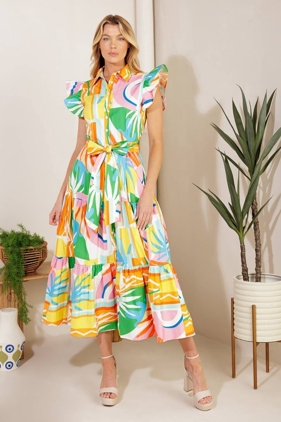 Emily Midi Dress, Color: Multi Color, Size: Small