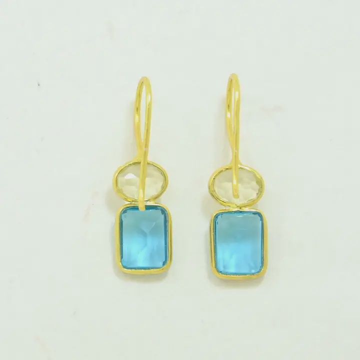 Ginevra Earrings, Color: Blue Topaz &amp; Lemon Quartz