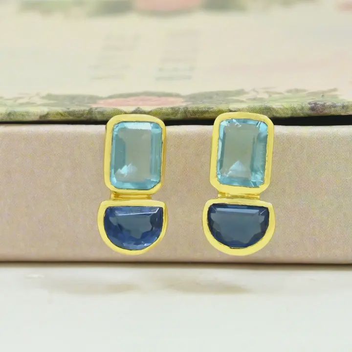 Meryl Studs, Color: Blue Topaz &amp; Lolite