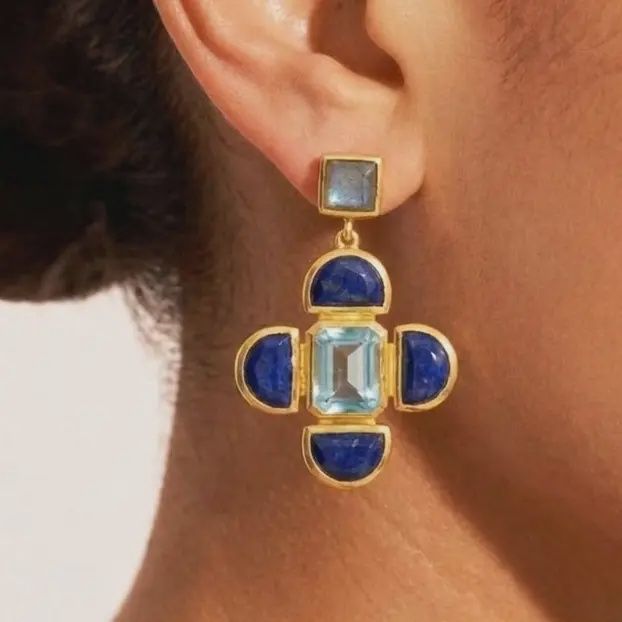 Brie Earrings, Color: Labradorite, Blue Topaz &amp; Iolite