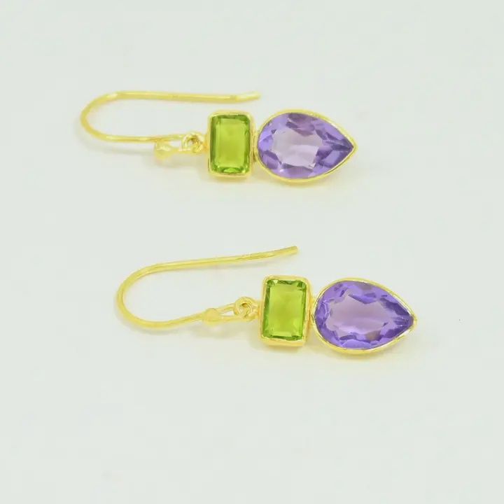 Leni Earrings, Color: Peridot &amp; Purple Amethyst