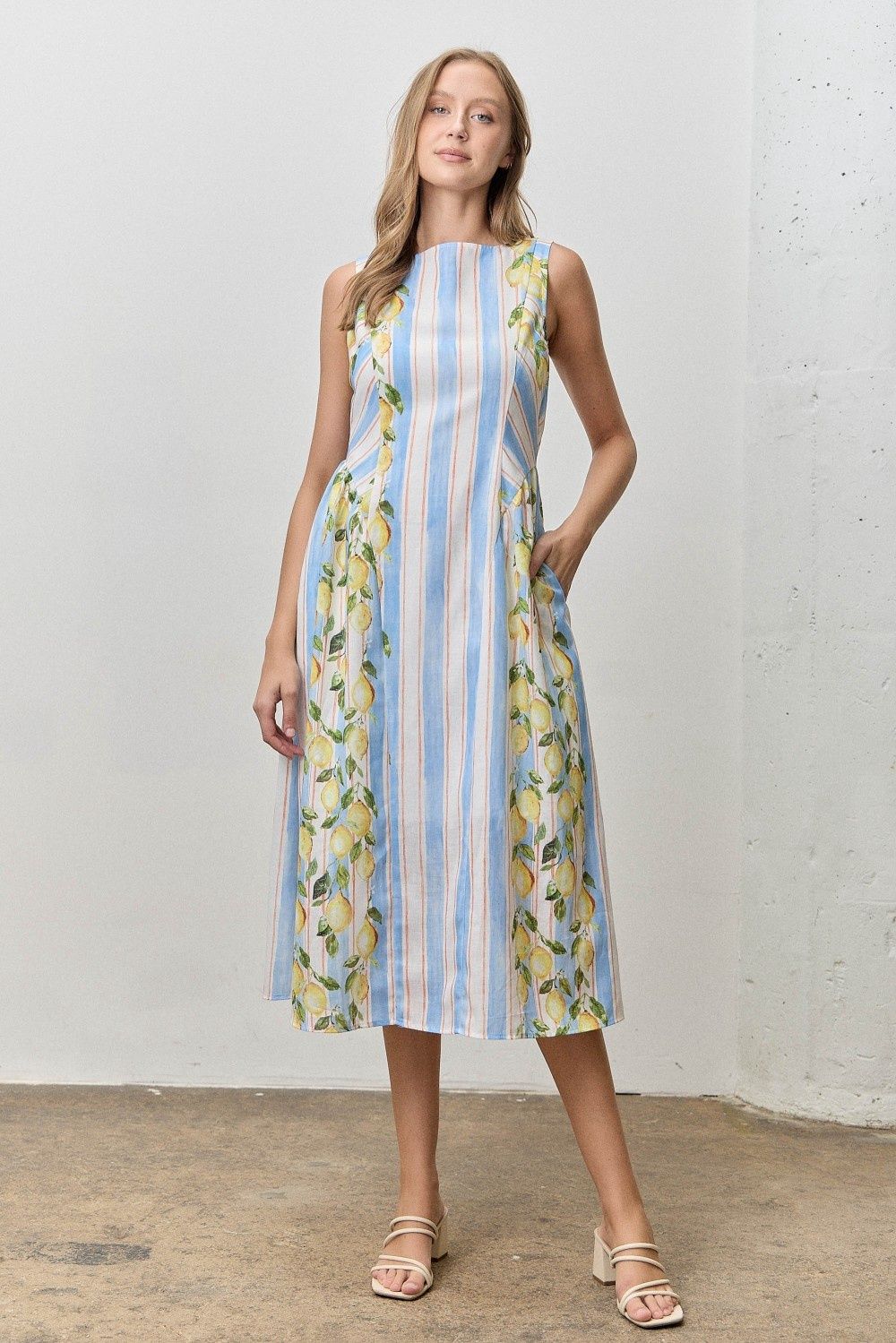 Lemon Maxi Dress, Color: Blue Multi, Size: Small