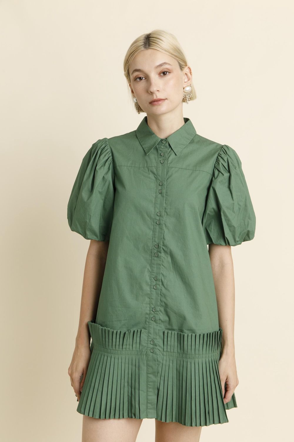 Lulu Shirt Dress, Color: Green, Size: XS
