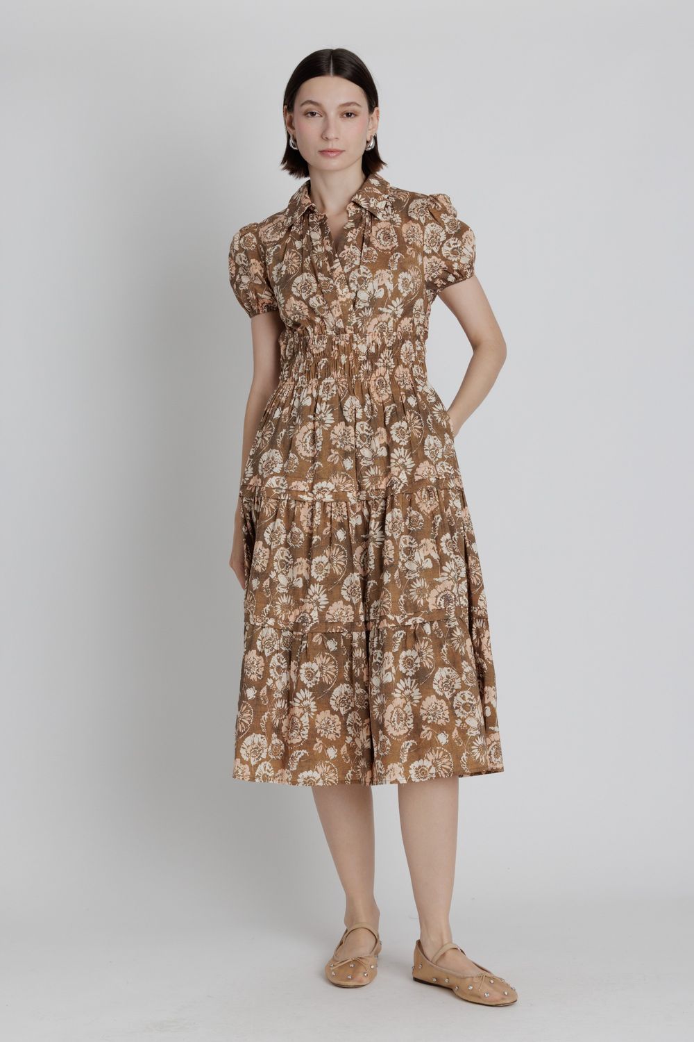 Lisa Midi Dress, Color: Brown, Size: XS