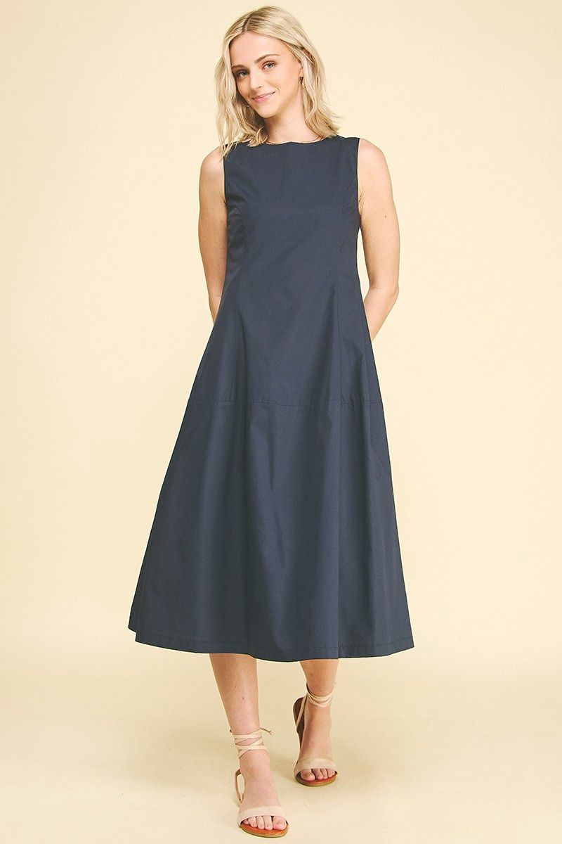 Belinda Midi Dress, Color: Navy, Size: Small