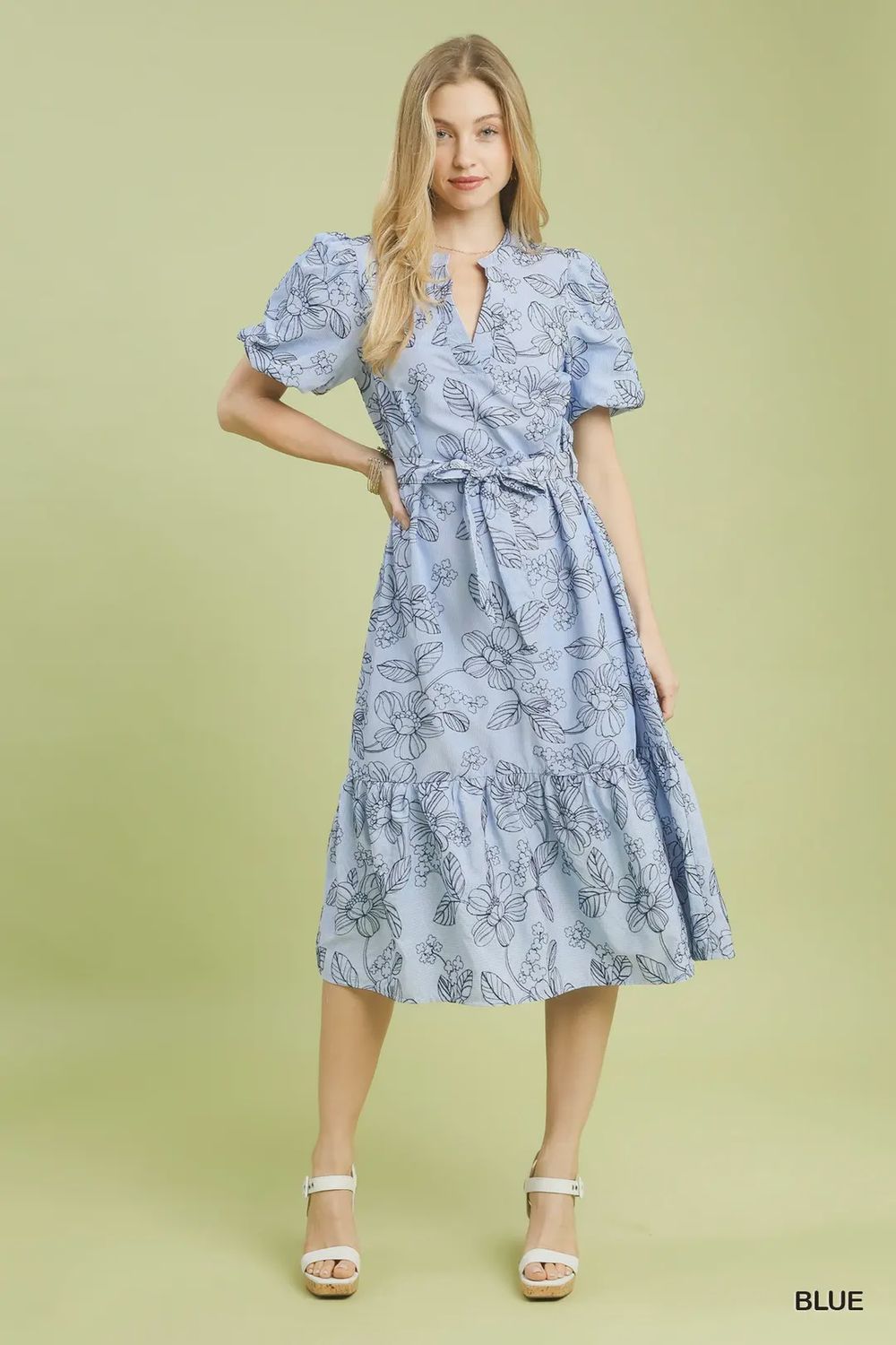 Bianca Midi Dress, Color: Blue, Size: Small