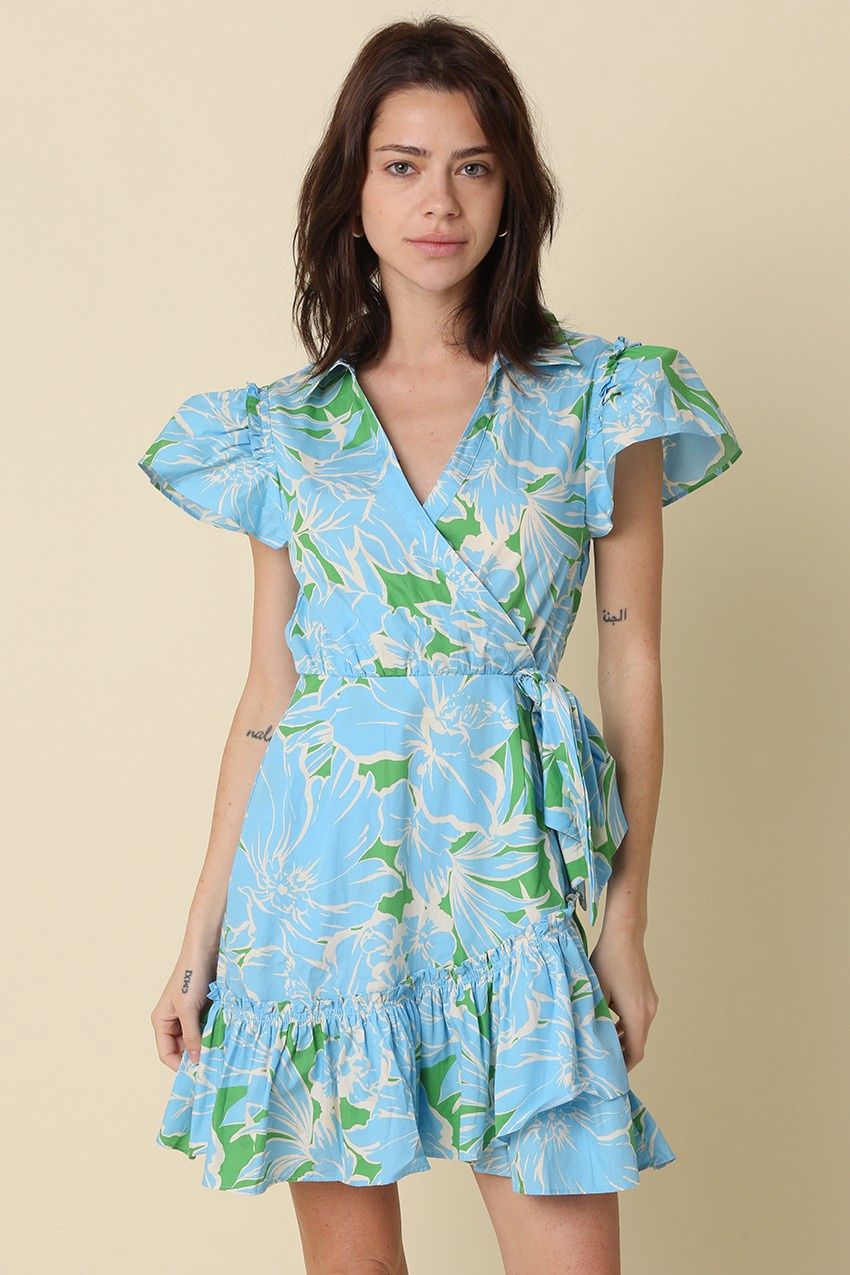 Loretta Dress, Color: Green Blue, Size: Small