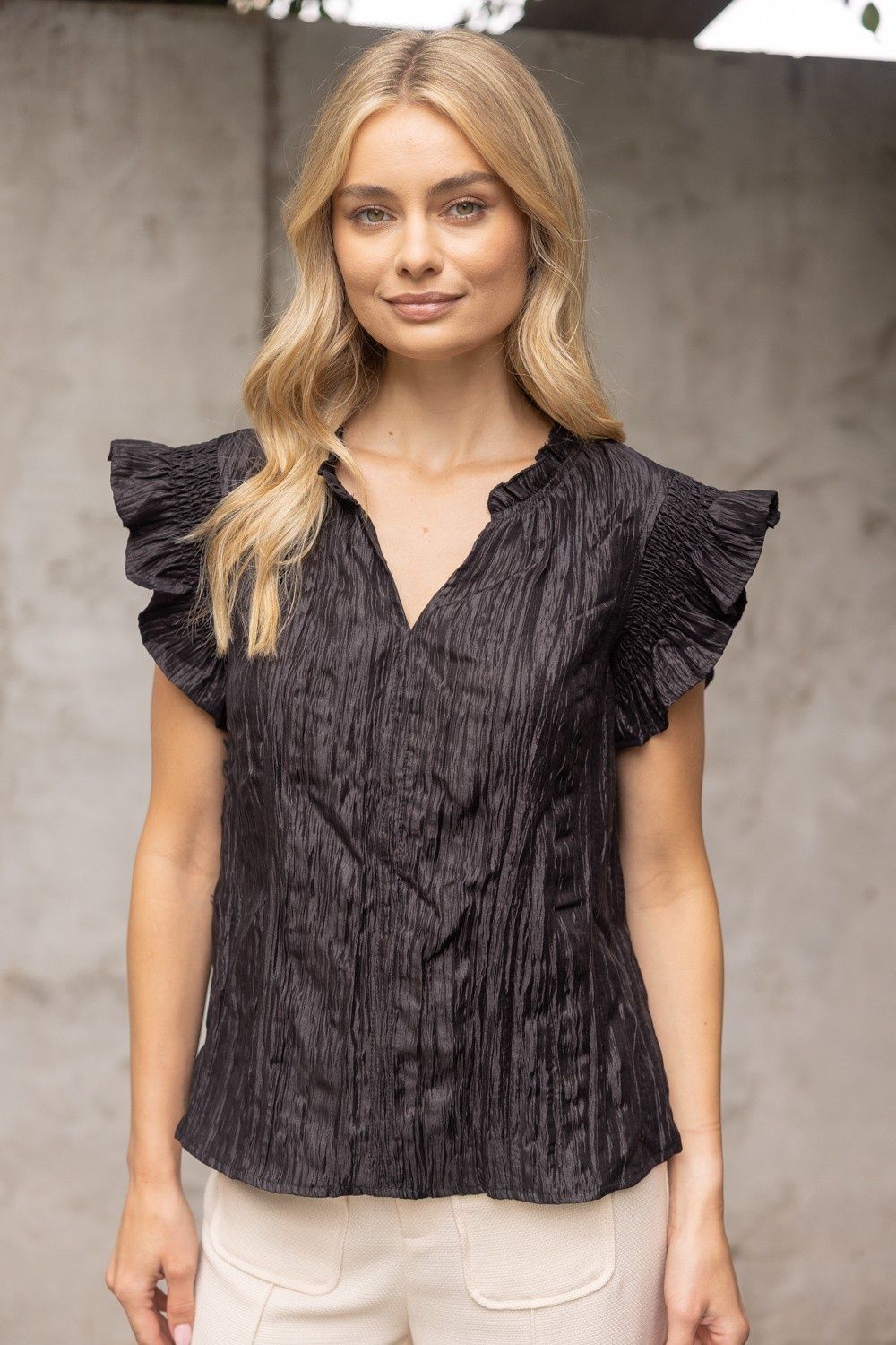 Ashley Textured Top, Color: Black, Size: Small
