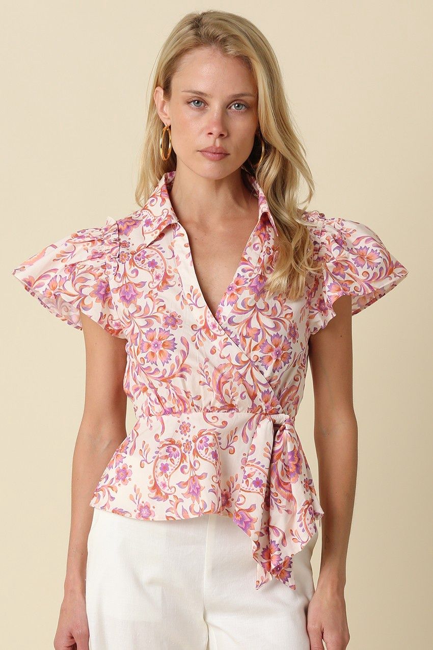 Lindsay Blouse, Color: Cream/Apricot, Size: Small