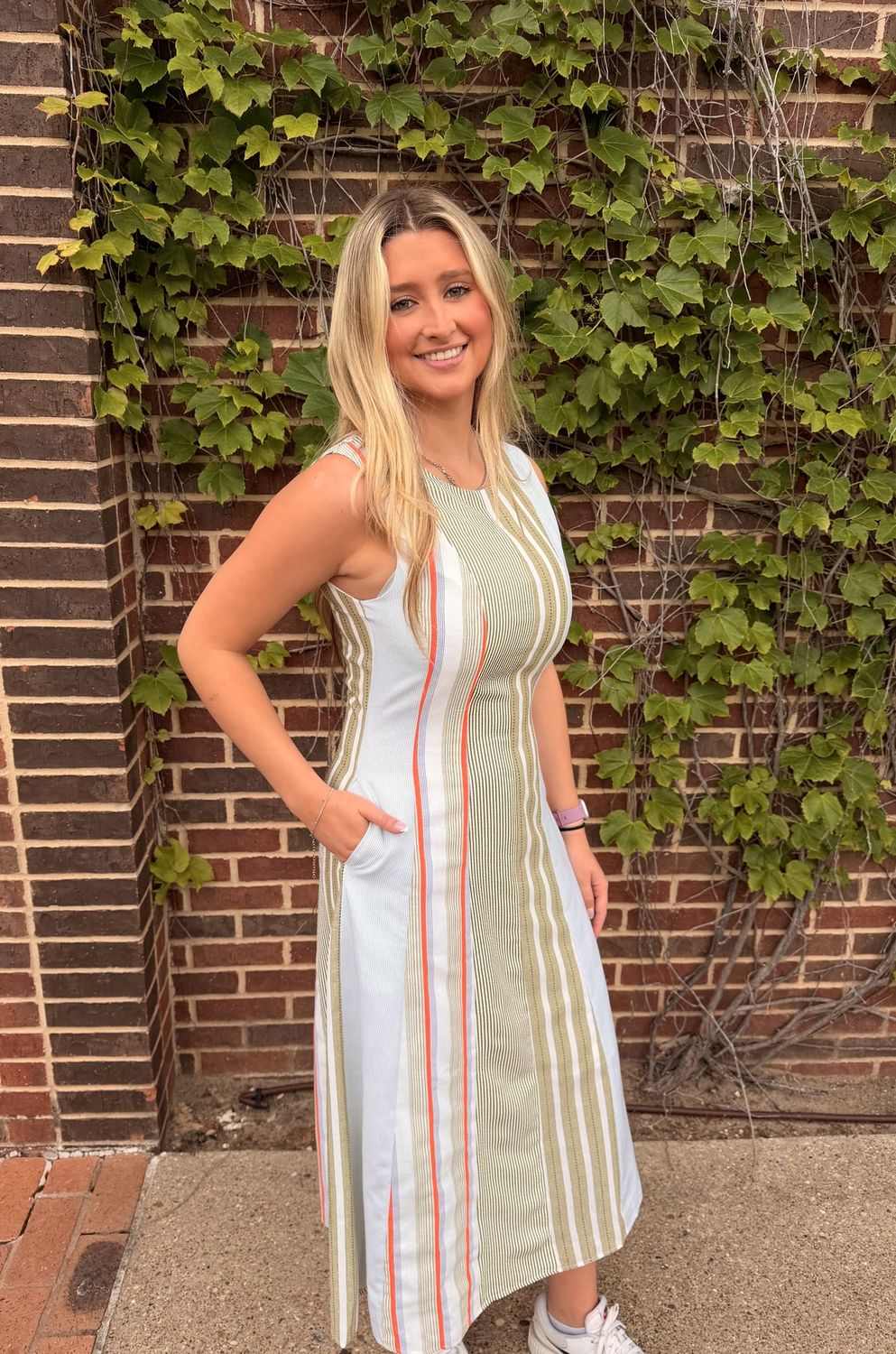 Victoria Midi Dress, Color: Green Multi, Size: Small