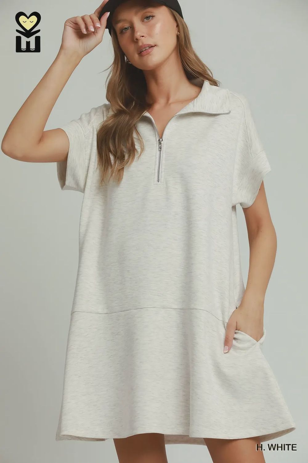 Sandee Quarter Zip Dress, Color: H. White, Size: Small
