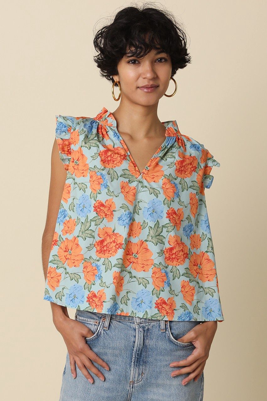 Alyson Top, Color: Jade Orange, Size: Small