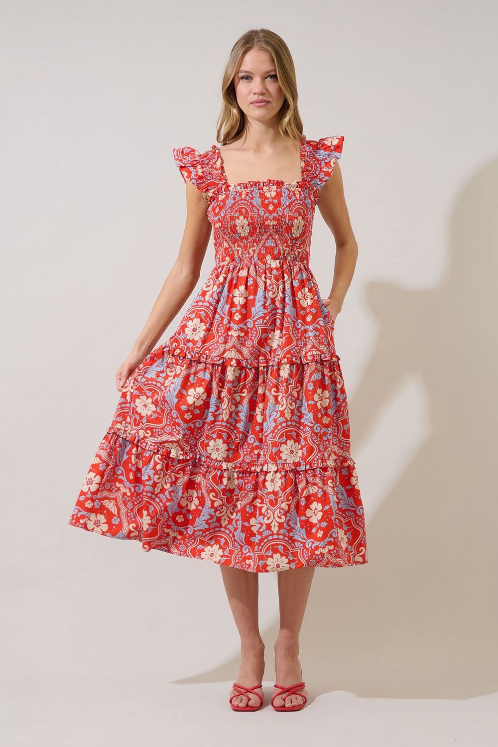Emy Smocked Midi Dress