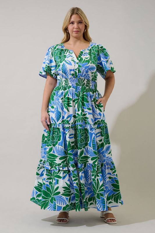 Palmer Poplin Tiered Maxi Dress Plus