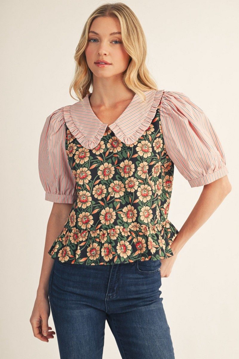 Lori Top, Color: Peach Mix, Size: Small