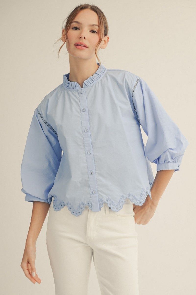 Skye Top, Color: Sky Blue, Size: Small
