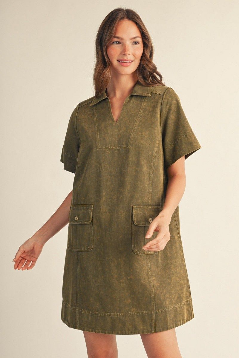 Olivia Mini Dress, Color: Olive, Size: Small