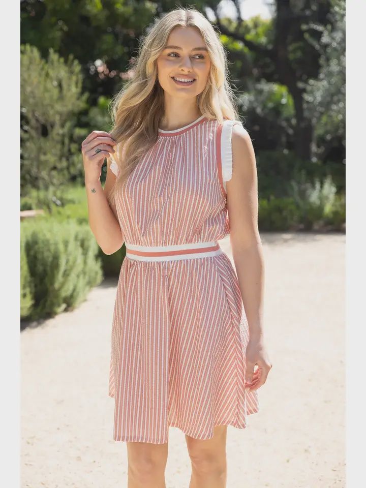 Sydnie Striped Dress, Color: Red, Size: Small