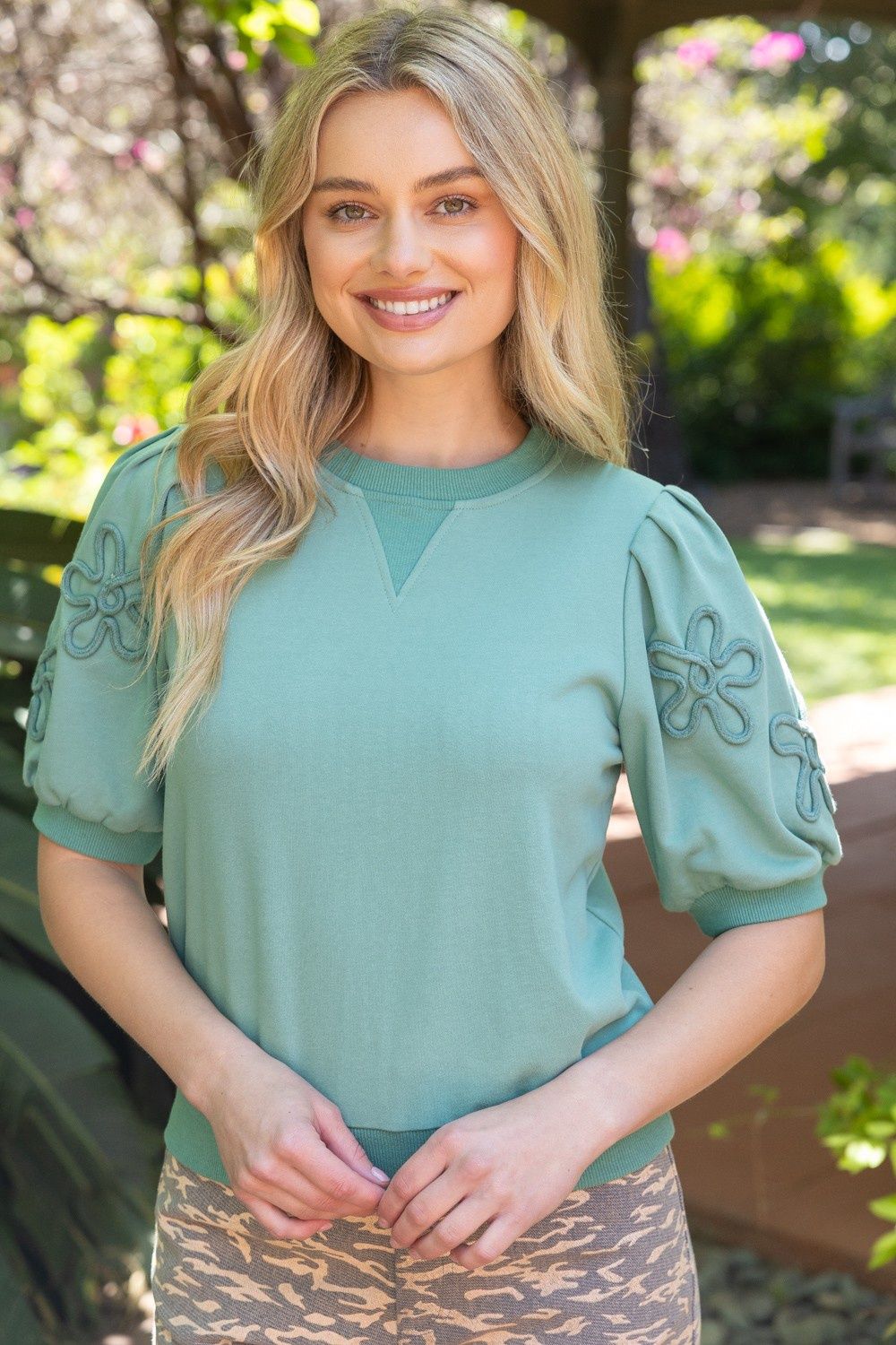 Caylee Blouse, Color: Green, Size: Small