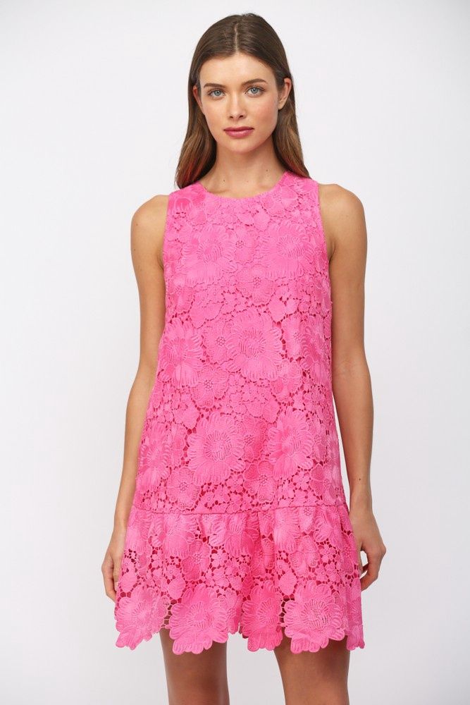 Suzette Mini Dress, Color: Hot Pink, Size: Small