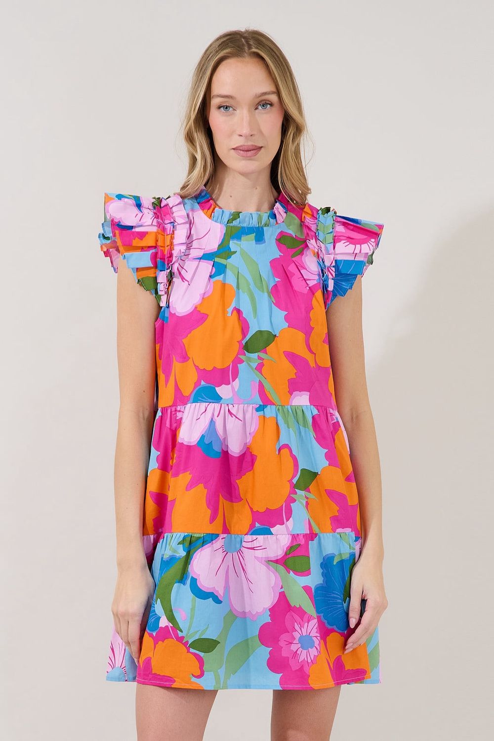 Lauren Shift Mini Dress, Color: Blue/Pink Combo, Size: XS