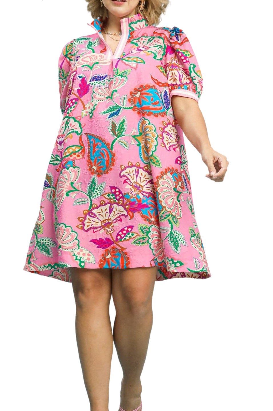 Amie Mini Dress Curve, Color: Pink Mix, Size: XL