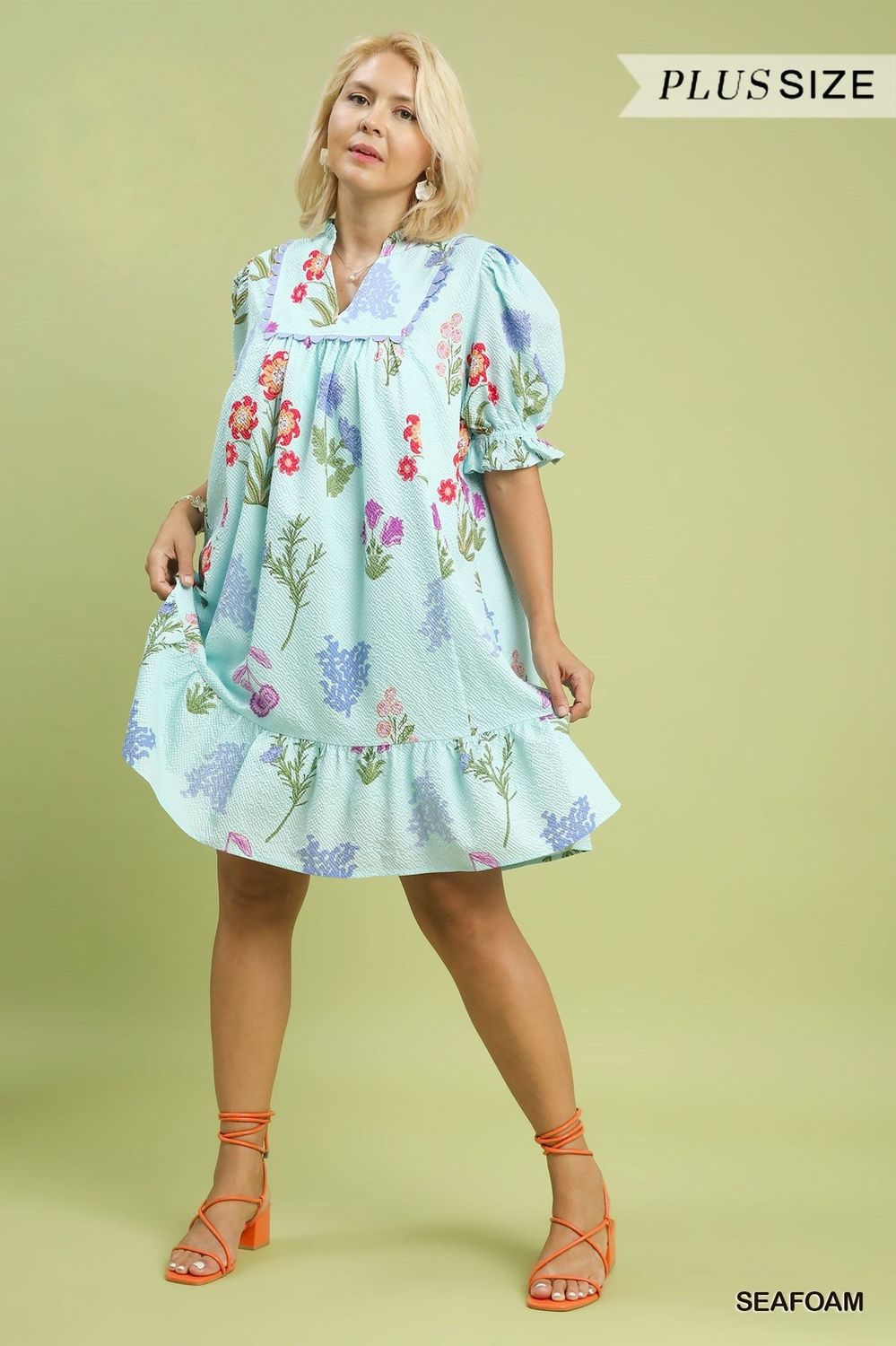 Pam Mini Dress Curve, Color: Seafoam, Size: XL