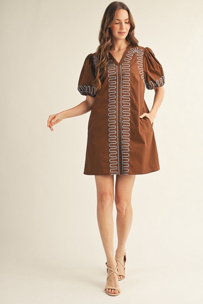 Cynthia Dress, Color: Brown, Size: Small