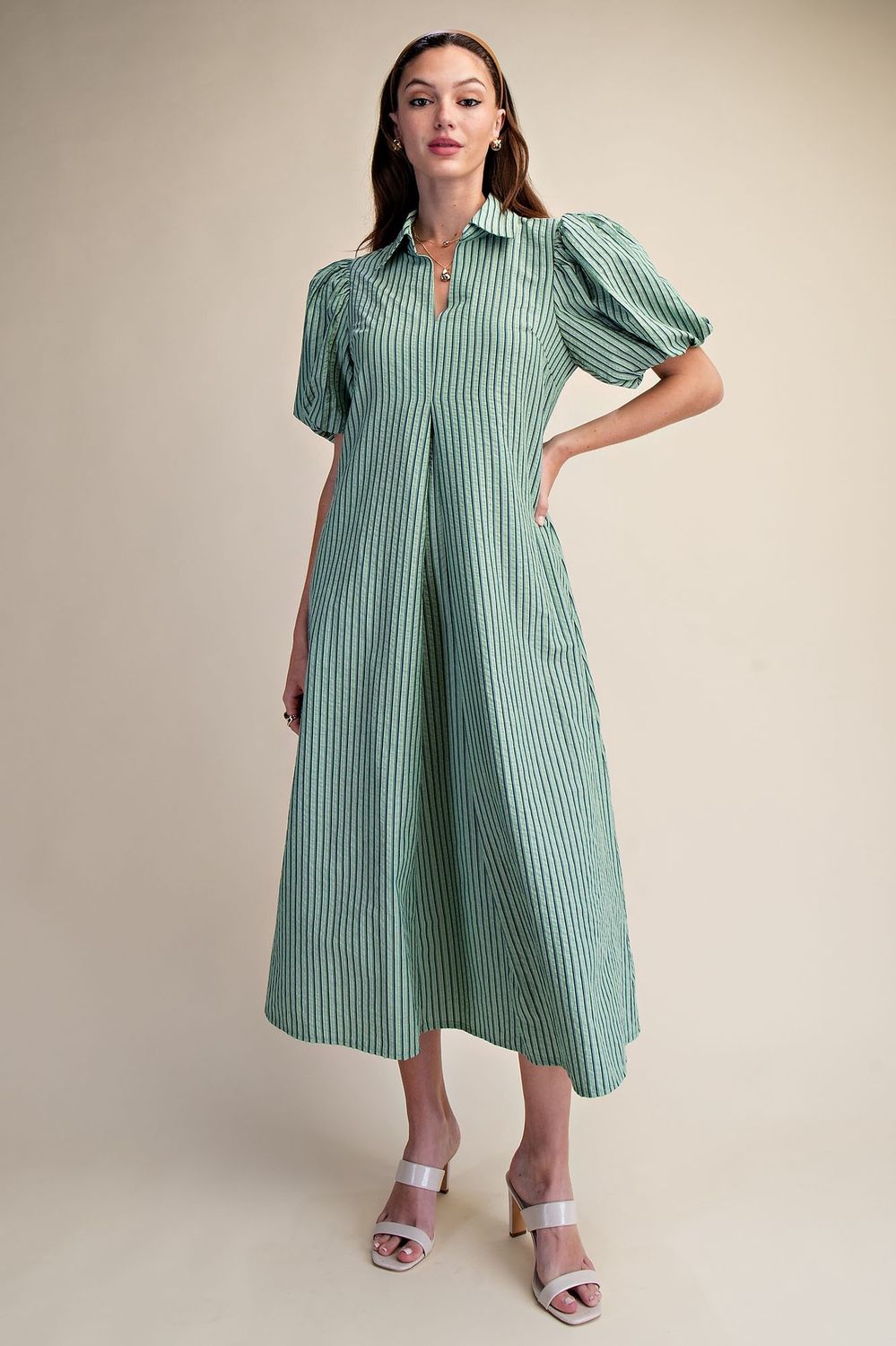 Erica Midi Dress, Color: Green, Size: Small