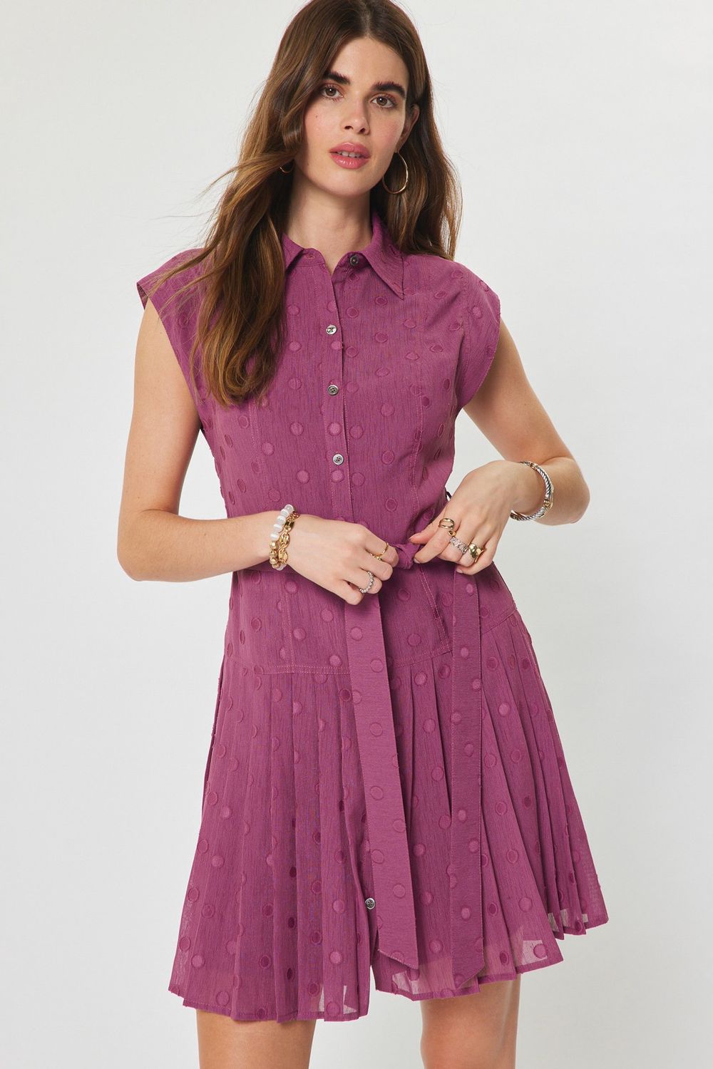 Abi Short Dress, Color: Berry, Size: XS