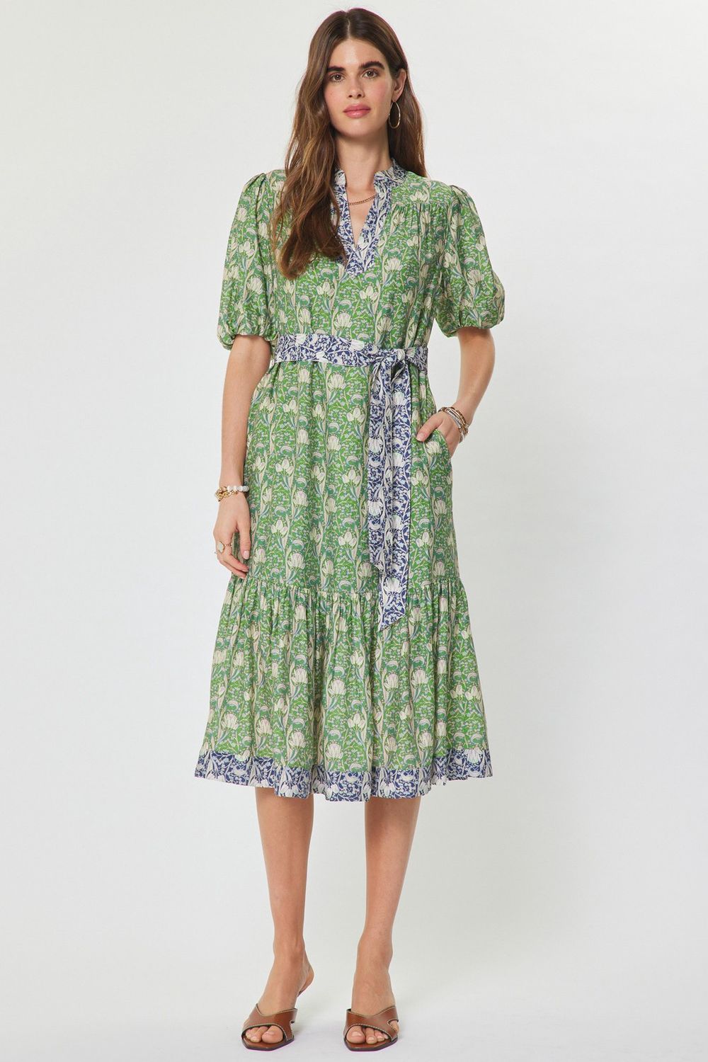 Abi Midi Dress, Color: Green Multi, Size: XS