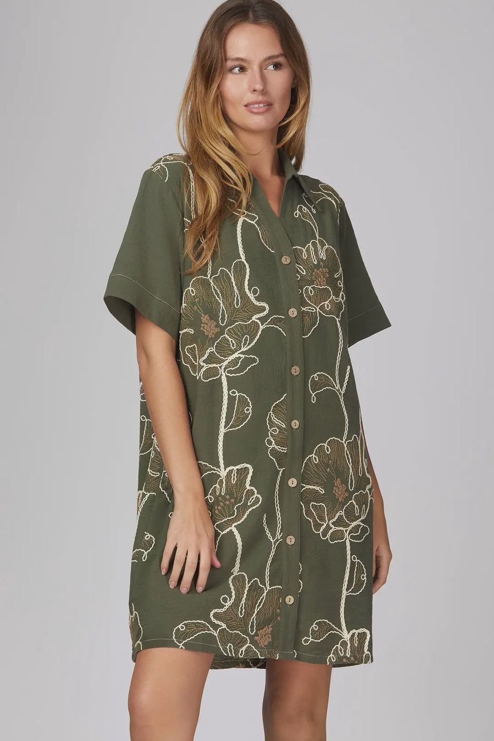 Mabel Emb. Dress, Color: Olive, Size: Small